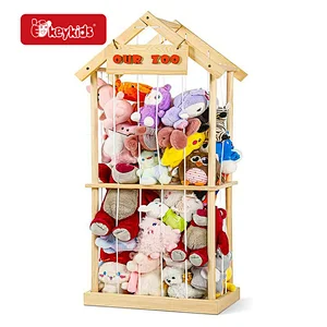 Wooden Zoo Toy Storage Rack- Multi-Layer Rotating Organizer for Stuffed Animals & Plush Toys W08C406
